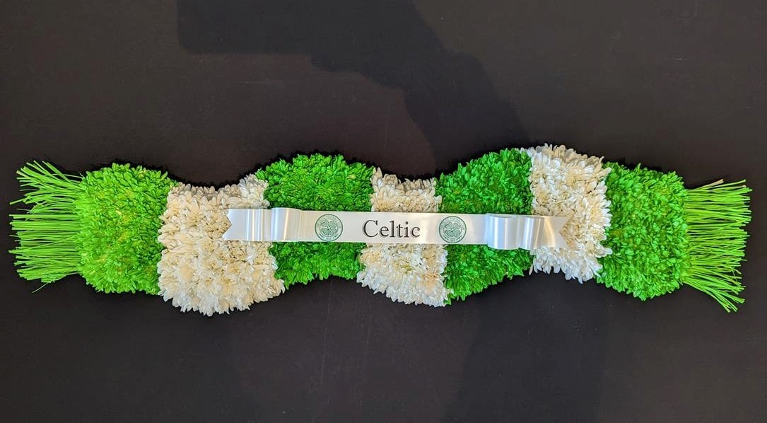 Celtic Football Club Funeral Scarf floral tribute