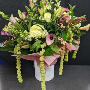 Luxury flower bouquet with lilies and roses